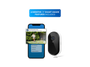 A Essential plug in security camera shown beside a smartphone app screen on a white background, with a blue banner at the top reading '6 MONTHS OF SMART AWARE FEATURES INCLUDED'.
