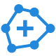 Blue circle with a white plus sign in the center